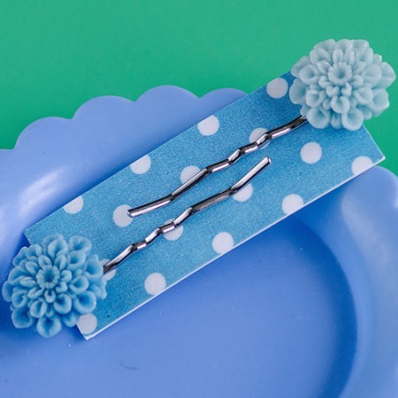 tolly hair slides - pale blue and dark blue