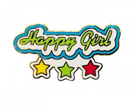 happy girl pin - green