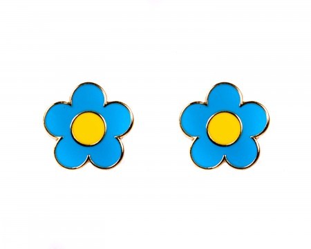 annie flower earrings - blue