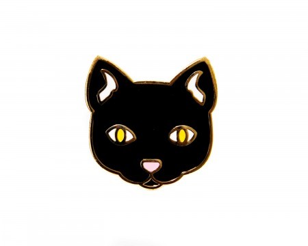 lucky black cat enamel pin